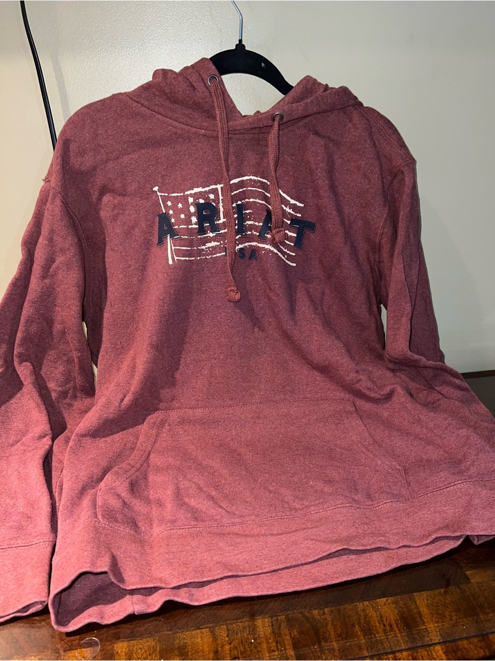 Maroon Ariat Graphic Hooded Sweatshirt with Flag Graphic